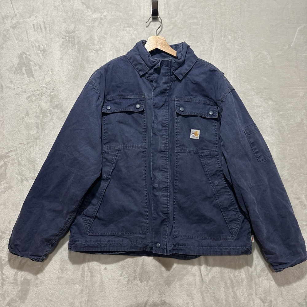 Carhartt FR‎ Mens Blue Flame Resistant Full Swing Size L Canvas Jacket